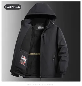 Detail of waterproof outdoor jacket with black fleece lining and adjustable velcro cuffs