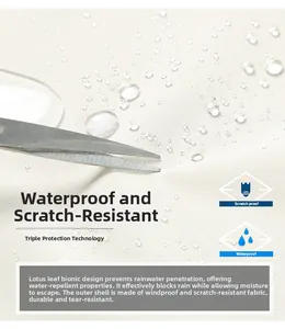 Detail of water repellent beige fabric with windproof and anti-scratch outdoor technology