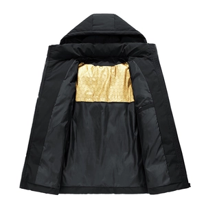 Parka d'hiver pour hommes avec capuche et doublure thermique dorée à réflexion de chaleur