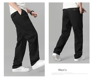 Détails du pantalon décontracté noir pour homme avec poches arrière à rabat et poches