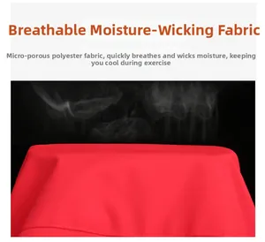 Breathable red fabric detail showing moisture-wicking and steam ventilation technology