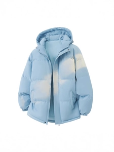 Doudoune épaisse à capuche pour homme et femme avec dégradé bleu et beige pour l'hiver