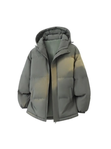 Doudoune à capuche homme vert gris, design minimaliste avec finition mate matelassée