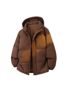 Veste matelassée marron à capuche pour hommes et femmes avec design dégradé orange mode