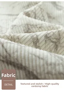 Gros plan du tissu en velours côtelé à motif marbre avec texture épaisse et côtes verticales