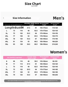 Detailed size chart for outdoor waterproof jackets showing measurements for men and women