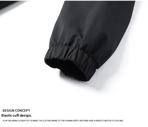 Detail view of elastic cuffs and durable fabric on this outdoor windproof jacket