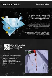 Technical layers of waterproof breathable fabric with water-repellent and windproof film