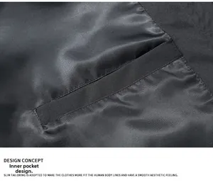Detail of internal pocket on waterproof jacket with sleek satin lining and precision sewing