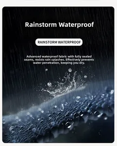 Macro shot of waterproof fabric with water droplets and fully taped seams detail