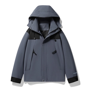 Men Women Outdoor Windbreaker Jacket Waterproof Windproof Spliced Hooded Casual Sportswear Lightweight Coat For Adult