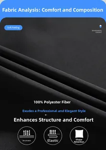 Detail of black polyester fabric showing breathable stretch and shape retention quality