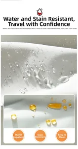 Close-up showing water and oil resistance on light-colored technical jacket fabric