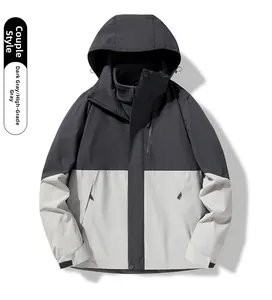 Detail of adjustable velcro cuffs and side zipper pockets on the outdoor jacket