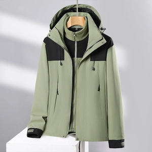 Giacca da Escursionismo Unisex 3-In-1 Impermeabile Antivento Outdoor con Cappuccio Tuta da Alpinismo in Poliestere Blocchi di Colore con Fodera in Pile per Primavera Autunno