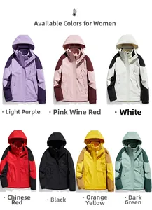 Detailed color options for women's 3-in-1 waterproof jacket with removable fleece liner