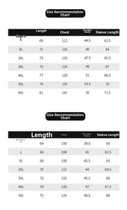 Detailed size guide table for men and women 3-in-1 outdoor jacket measurements