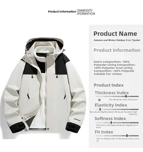 Detailed view of 3-in-1 outdoor jacket cuffs with durable polyester material