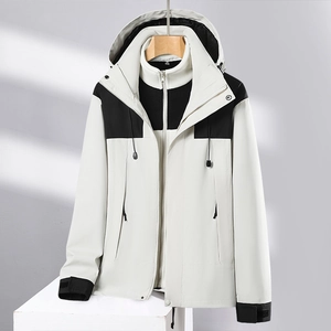 Giacca outdoor impermeabile 3-in-1 con design minimalista bicolore nero e bianco lusso