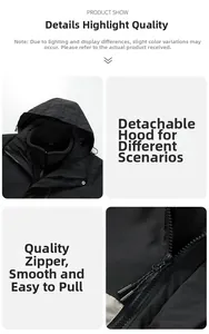 Detail of detachable hood and fleece lining on a 3-in-1 waterproof winter jacket