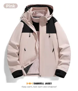 Noble pink 3-in-1 jacket detail with removable fleece lining and outdoor logo