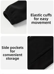Detail showing elastic cuffs and side pockets on a black fleece jacket liner