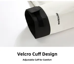 Detailed macro view of adjustable velcro cuffs on an outdoor functional jacket