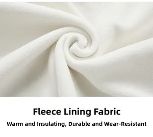 Detail shot of soft white polar fleece lining with thick and warm textured polyester fabric