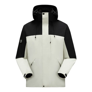 Men Women 3-in-1 Outdoor Jacket Waterproof Windbreaker With Detachable Hood Splicing Windproof Climbing Coat Hiking Outwear