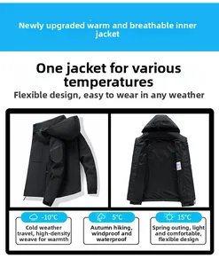 Detail of black hooded functional jacket with windproof fabric and zipper closure
