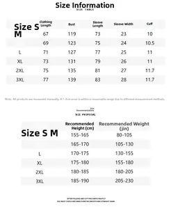 Tableau détaillé des tailles pour veste réversible unisexe incluant les mesures de S à 3XL