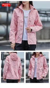 Vue détaillée de la veste d'extérieur rose pour femme avec motif de feuilles réaliste