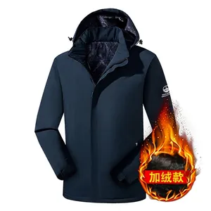 Men Fleece Lined Jacket Windproof Waterproof Outerwear With Detachable Hood Casual Outdoor Warm Winter Coat For Men
