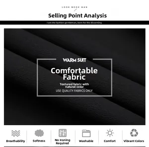 Macro shot of high-quality black suit fabric texture for men's casual jackets