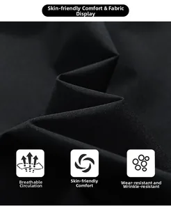 Detailed close-up of black breathable and wrinkle-resistant fabric for casual jackets