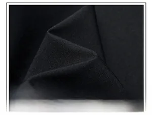 Macro detail of high-quality black textile fabric with fine woven texture and crisp finish