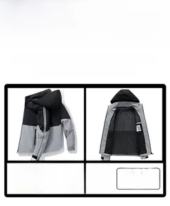 Detailed infographic showing waterproof fabric and thermal range of the outdoor jacket