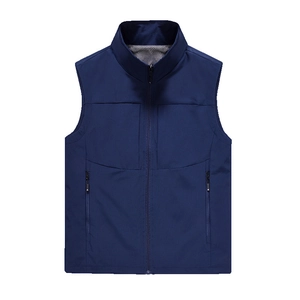 Men's navy blue quick-dry outdoor fishing vest with multi-pockets and mesh lining