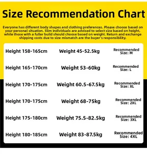 Size recommendation chart for men hooded jacket showing height and weight measurements