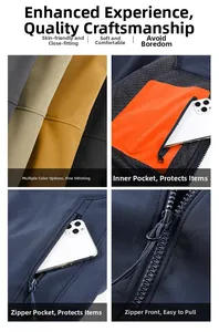 Dettaglio della giacca softshell con pratica tasca interna arancione e chiusura a zip fluida