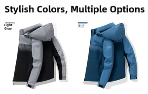 Detail view of outdoor jackets with adjustable Velcro cuffs and mountain logo on sleeve