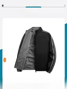 Détail de la veste décontractée pour hommes avec col montant et poignets côtelés