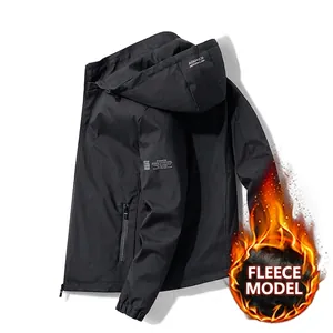 Men Fleece Lined Hooded Jacket Windproof Waterproof Outdoor Coat Warm Winter Casual Outwear With Stand Collar For Men