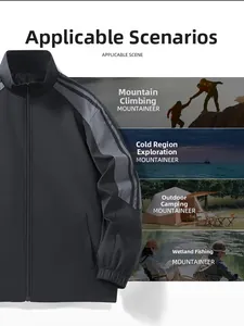 Detail der funktionellen Herrenjacke in Schwarz mit grauen Einsätzen und Kontraststreifen