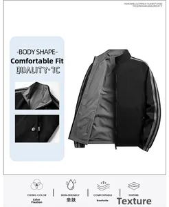 Détails d'une veste réversible décontractée pour homme avec col montant et bords-côtes
