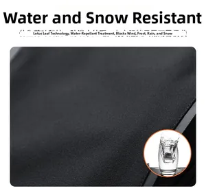 Detail of waterproof functional fabric with bionic lotus effect for outdoor black jacket