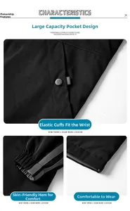 Détails des boutons de poche et poignets élastiques sur une veste décontractée