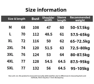 Tabella taglie dettagliata per giacca softshell da uomo da M a 5XL con misure