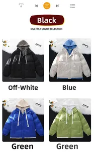 Collage di piumini con cappuccio in nero, beige, blu e verde con trama trapuntata