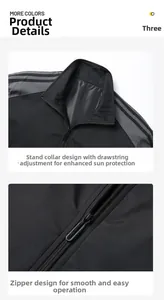 Details der schwarzen Sportjacke mit Stehkragen und reibungslosem Reißverschluss